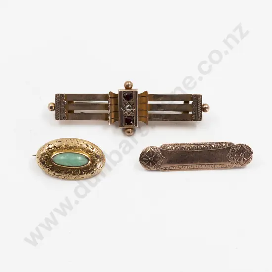 Edwardian 9ct Ruby and Rose Cut Diamond Bar Brooch