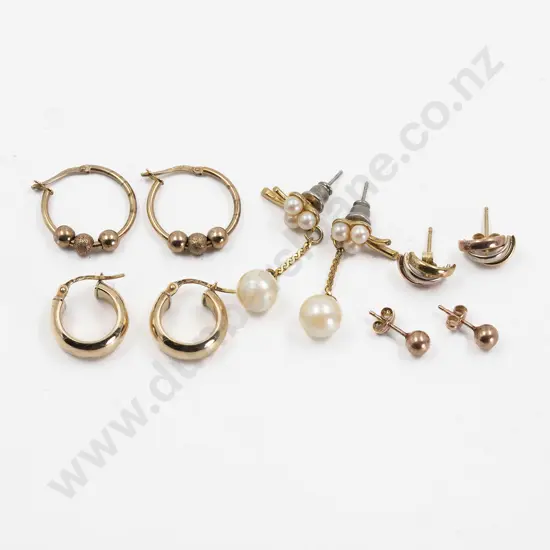 Four Pair 9ct Earrings