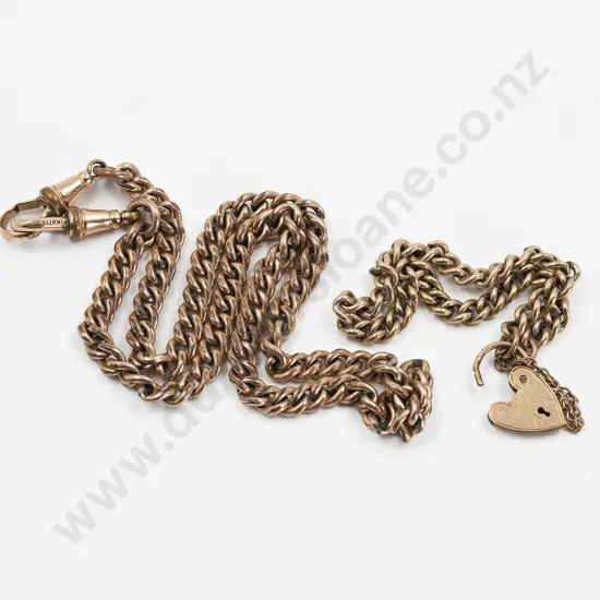 Gold Plated Curb Link Albert Chain and Bracelet 39cm