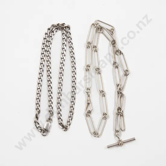 S/S Rail Link Albert Neck Chain and Curb Link Chain