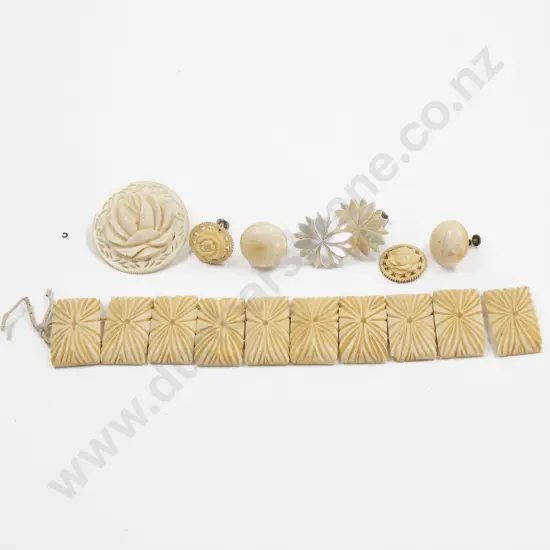 Vintage Carved Bone Panel Bracelet