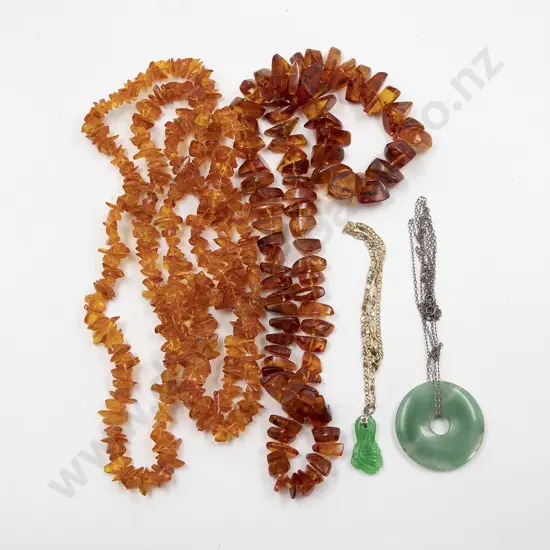 Two Amber Polish Nugget Bead Necklaces