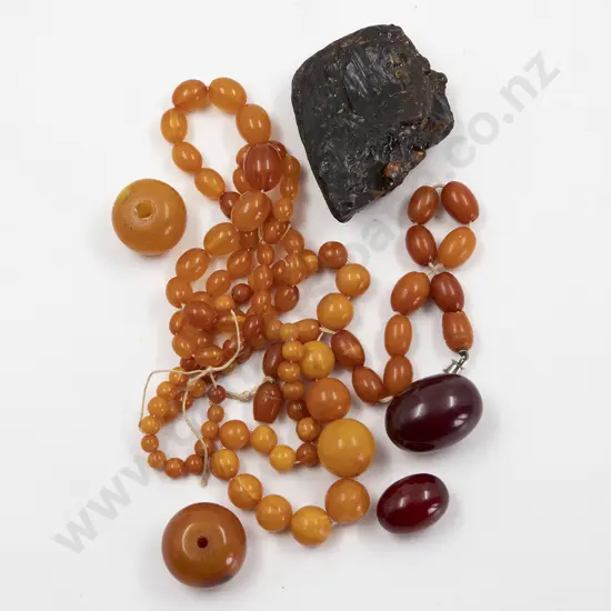 Collection Various Unstrung Amber Beads and amber nugget