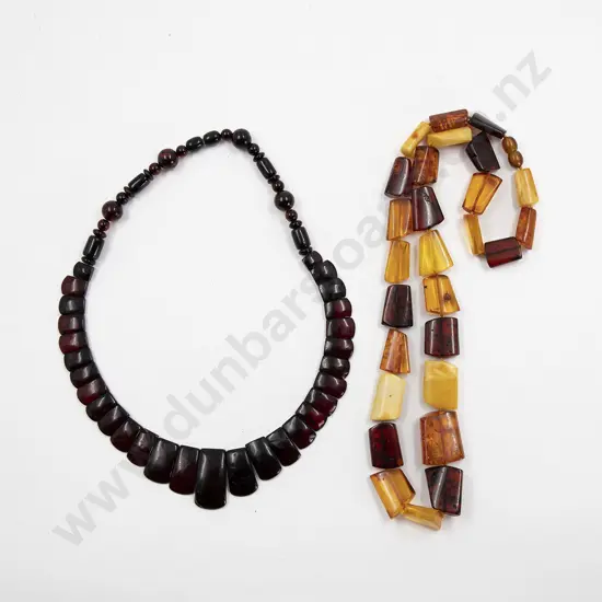 Single Strand Amber Bead Necklace and Red Amber Necklet 57cm