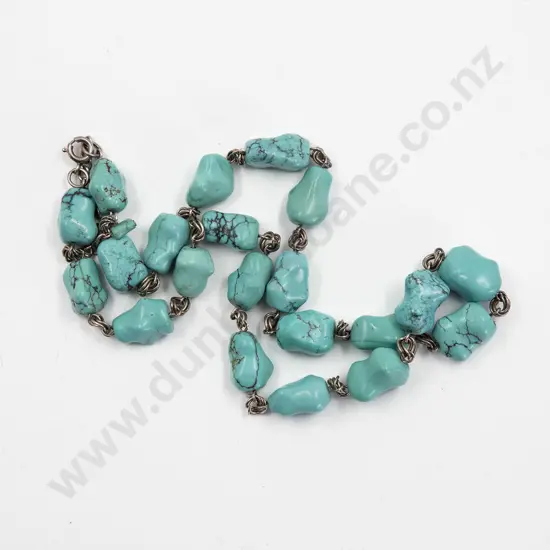 S/S and Turquoise Nugget Necklace