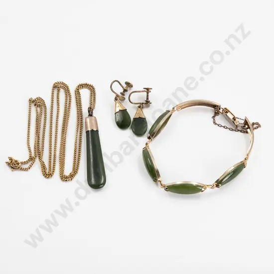 NZ 9ct Mounted Greenstone Pendant