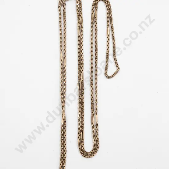 Victorian 9ct Mixed Trace Link Muff Chain