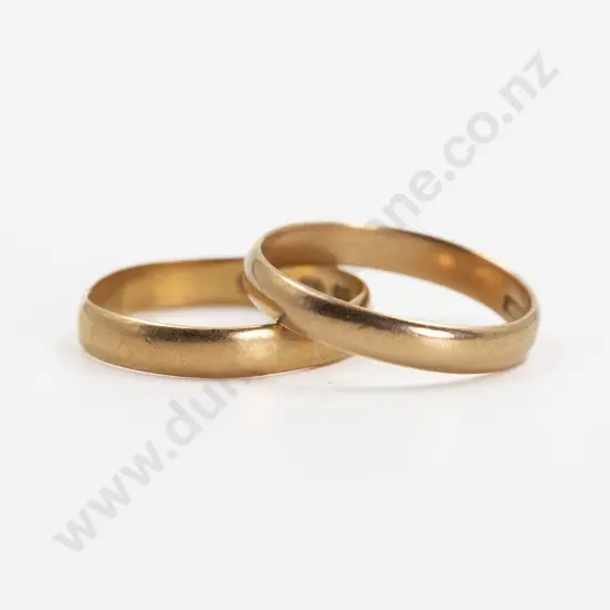 Two Wedding Bands in 18ct and 22ct