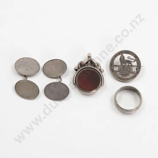 S/S Bloodstone and Carnelian Swivel Fob