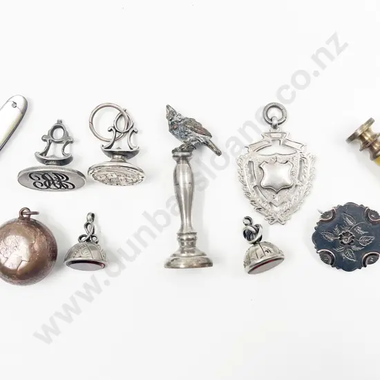 Six Various Silver and Steel Seal Fobs