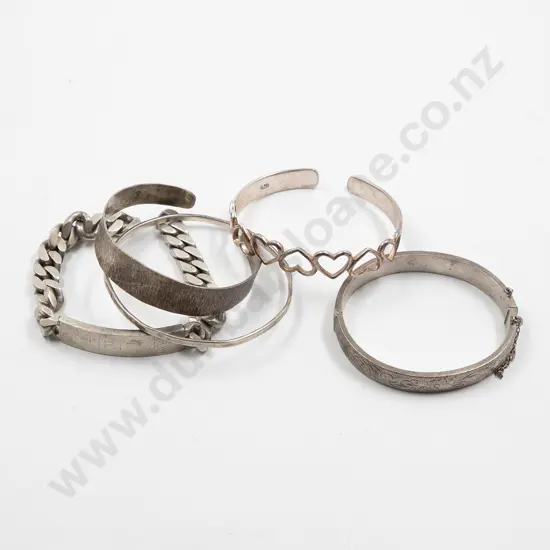 Five Various Sterling Silver Bracelets and Bangles