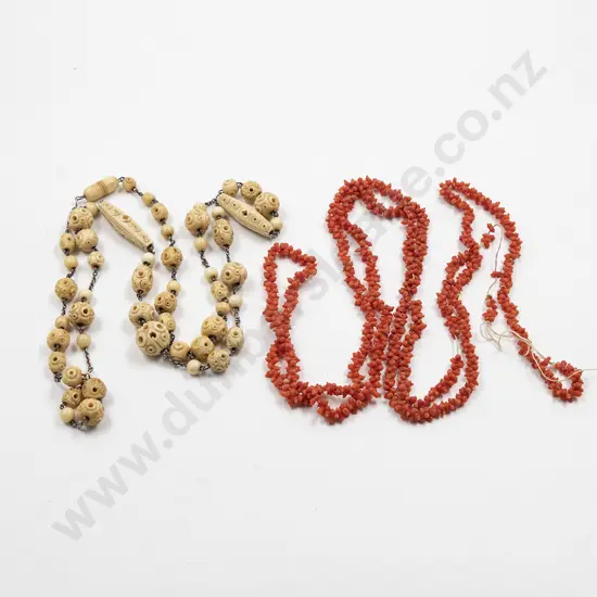 Edwardian Carved Bone Bead Necklace