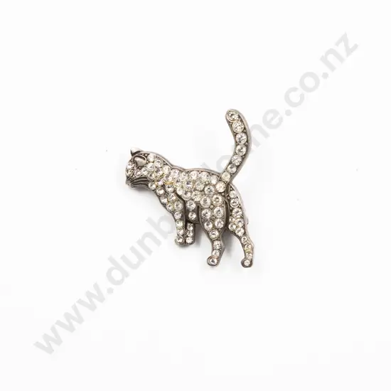 Original Boxed G Lang Darmstadt Diamonte Cat Brooch
