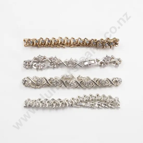 Four Gold and Silver Metal Swarovski Crystal Bracelets