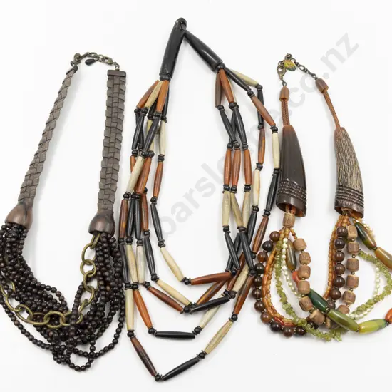 Three Modern Design Ethic Inspired Mixed Bead Necklaces
