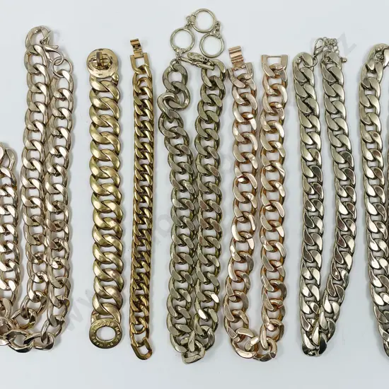 Collection 'Bling' Gilt Metal Heavy Curb Link Necklaces and Bracelets