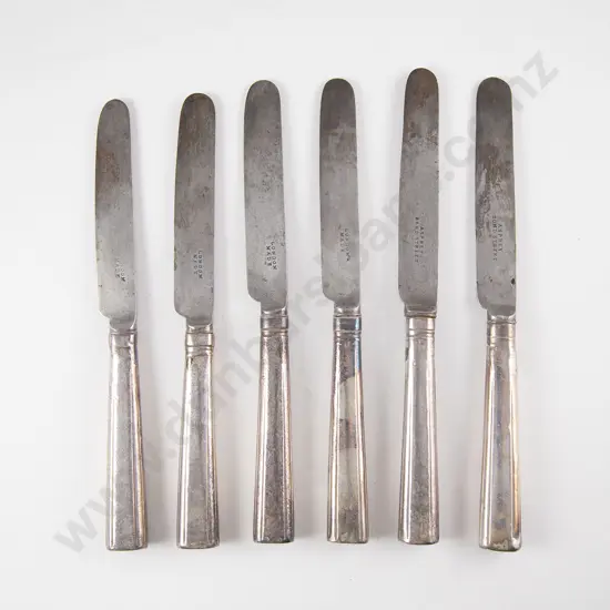 Set Of 6 C19th Silver Handled Steel Bladed Table Knives