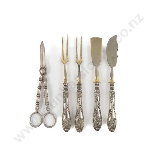 Set Of 4 European Ornate Silver Handled Knives & Forks