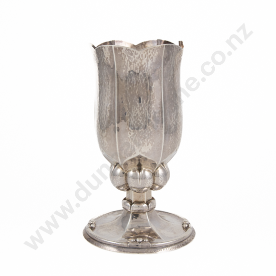 Rare Georg Jensen S/S Tulip Form Chalice Vase By Cristian Frederik Heise