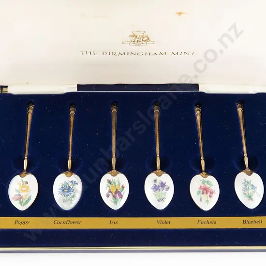 Cased Set Of Six 22ct Gold On S/S Flower Spoons