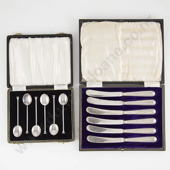 Cased Set Of 6 S/S Seal Top Coffee Spoons