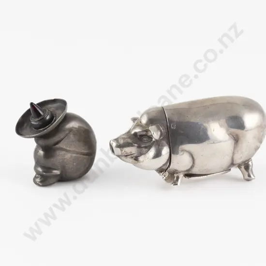 Modern .925 Silver Pig Form Vesta