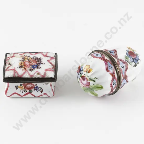 C19th English and European Enamel Trinket Pots