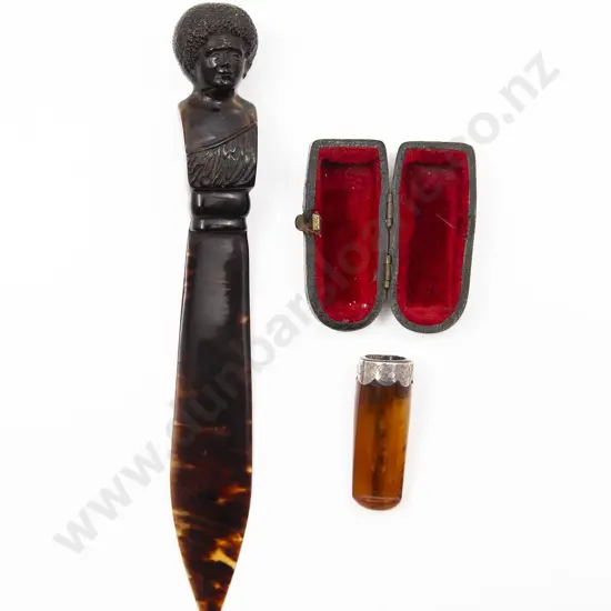 C19th Cased Tortoiseshell Cigar Holder & Letter Opener