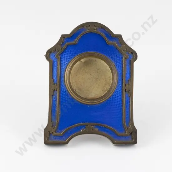 Geo V S/S and Blue Guilloche Enamel Clock Frame