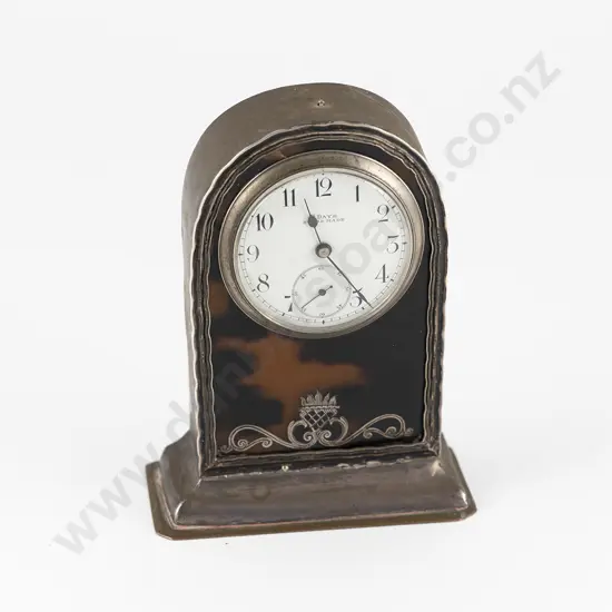 EdwVII S/S and Tortoise Shell Dressing Table Clock