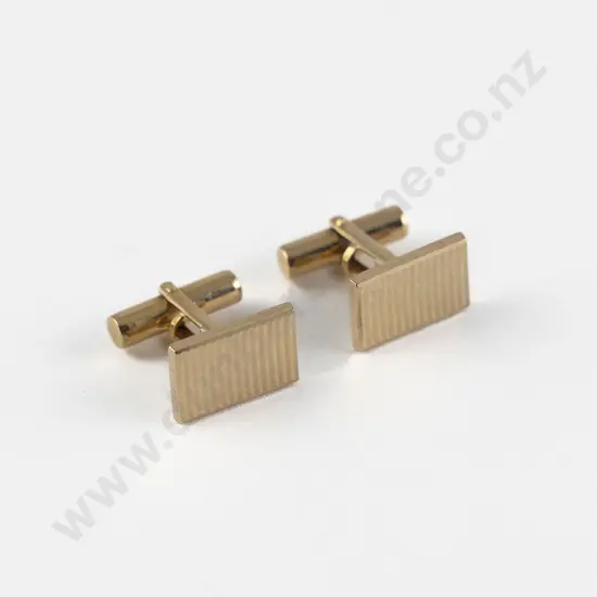 Pair 18ct Rectangular Panel Cuff-Links