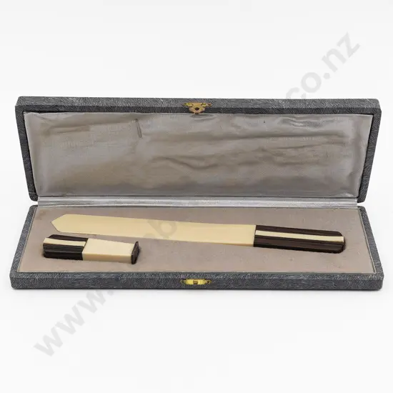 French Art Deco Cased set of a Seal and Letter Knife
