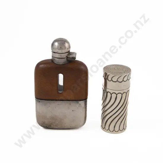 Small S/S & Leather Hip Flask