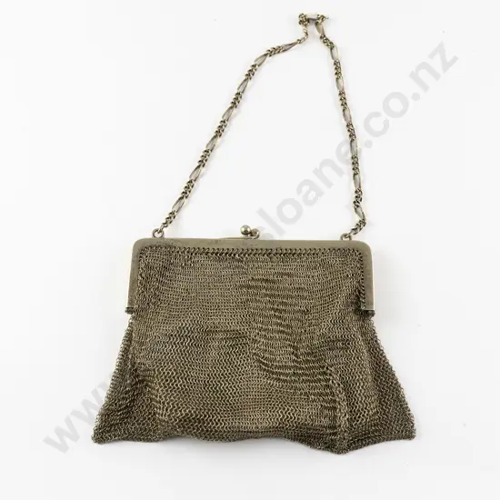 Art Deco .925 Sterling Silver Mesh Evening Purse