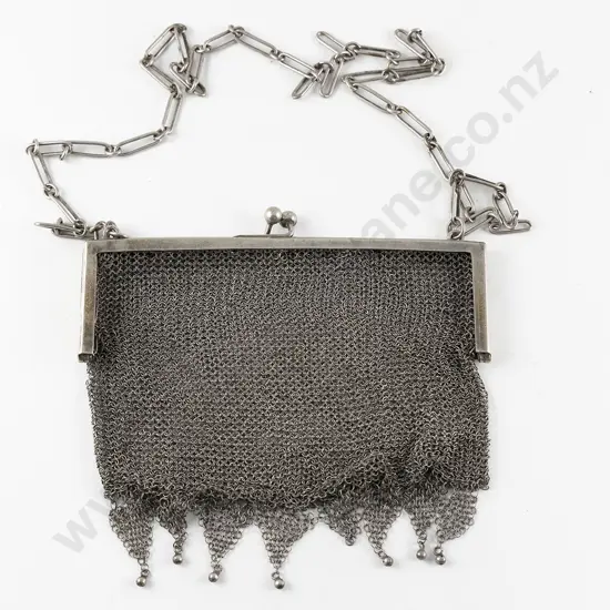 Art Deco .925 Silver Mesh Evening Purse
