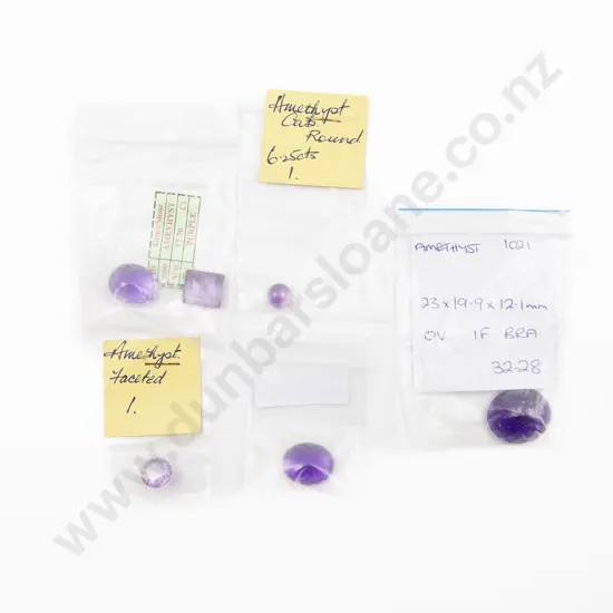 Six Unmounted Amethyst Gem Stones