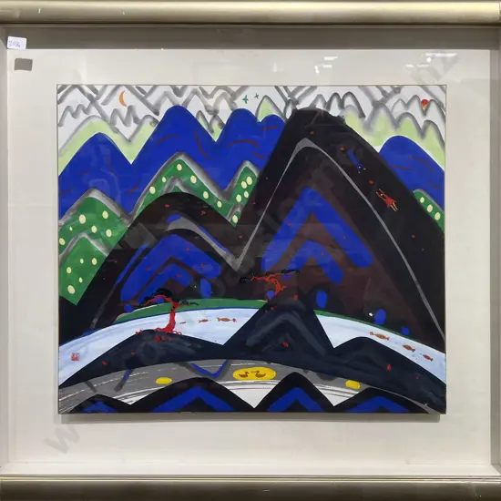 Indistinctly Signed - Mixed Media Naïve Landscape