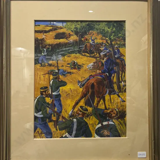 Allan Mitchell - Scene From Maori Wars - Oil on Board