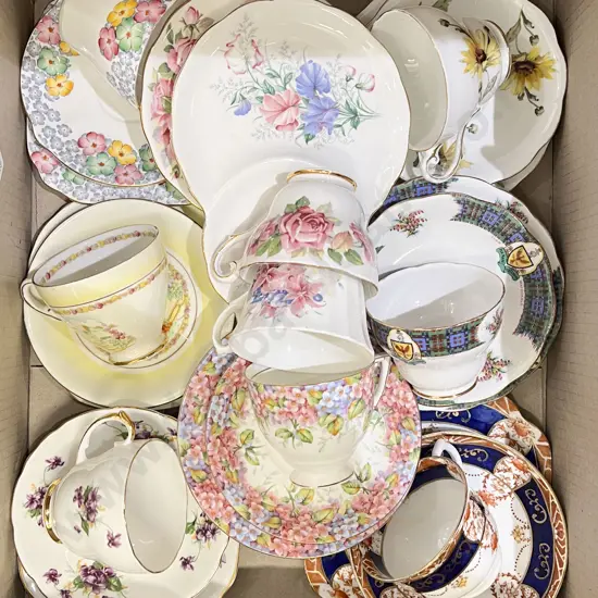 Box of Mostly Fancy China Trios