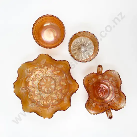 Four Pieces of Assorted Carnival Glass