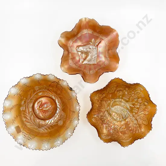 Three Pieces of Assorted Carnival Glass