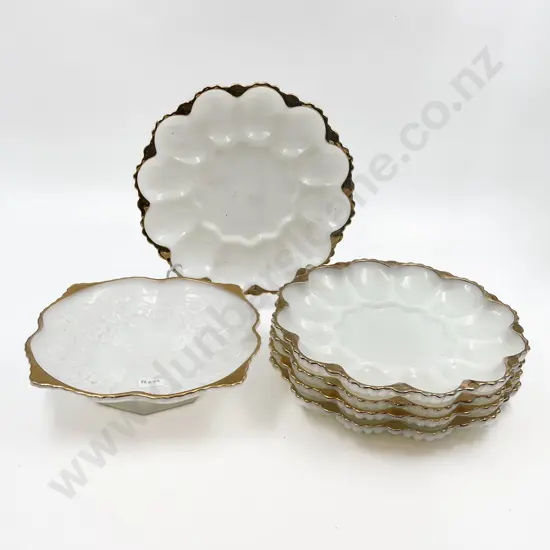 Six Assorted Milk Glass Serving Dishes