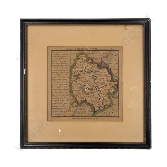 Vintage Framed Map of Herefordshire