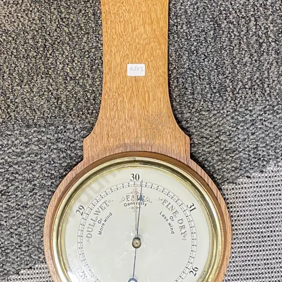 Edwardian Oak Cased Banjo Barometer