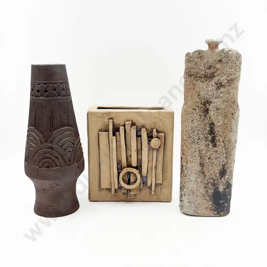 June Gillies Slab Form Vase & Two Others