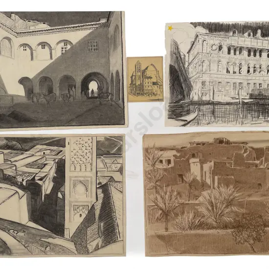 John Weeks (1888 - 1965) - Five Architectural Studies (unframed)