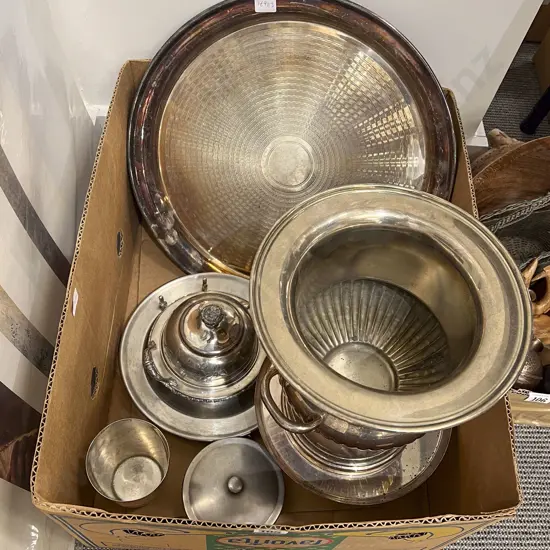 Box of Assorted S/Plate Including Champagne Bucket
