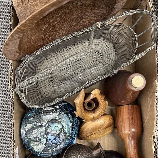 Small Box of Assorted including Woodware etc