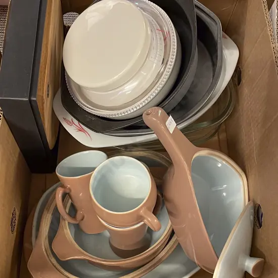 Two Boxes of Assorted Crockery & Bakeware etc