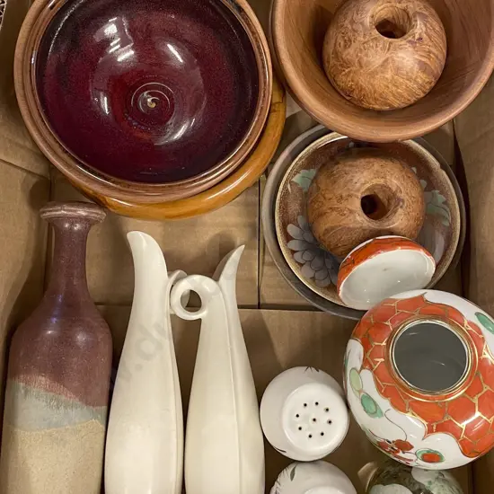 Small Box of Assorted including Pair of Sylvac Vases